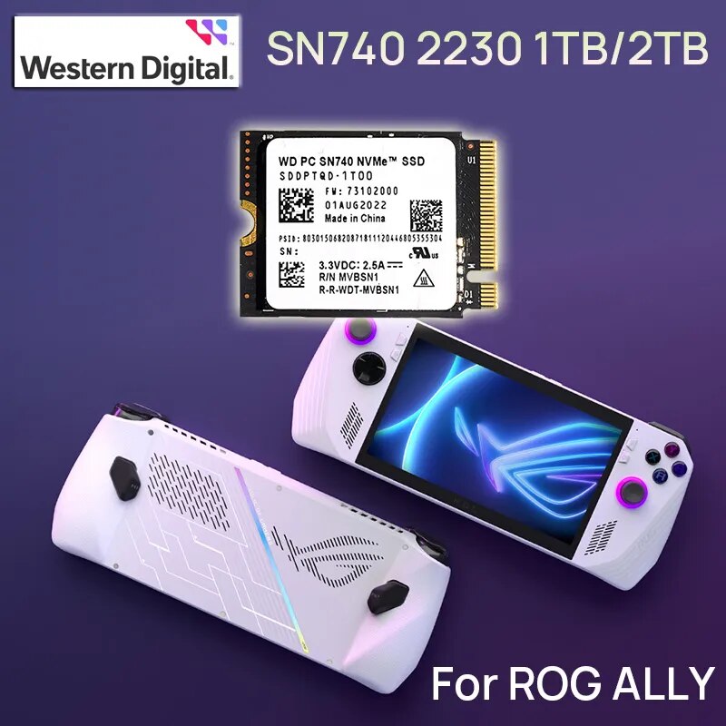 웨스턴 디지털 SN740 2230, WD M.2 NVMe PCIe 4.0 SSD 내장 솔리드 스테이트 드라이브, 스팀 데크 로그 앨리 태블릿용, 1TB, 2TB